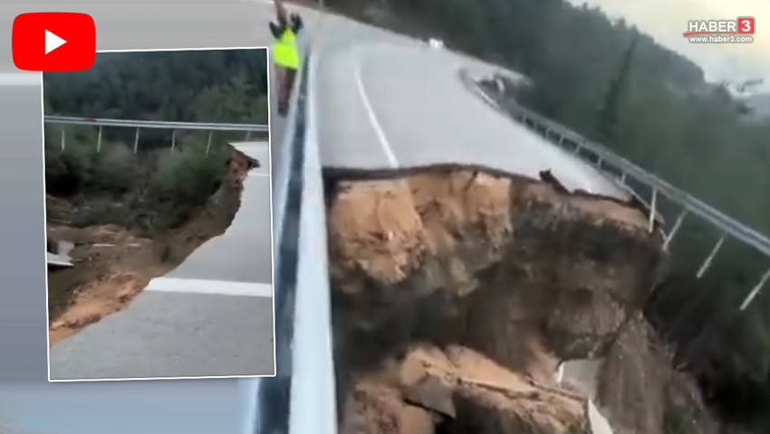 Turizm başkentimiz Antalya'da  resmen yer yarıldı... Karayolu çöktü!