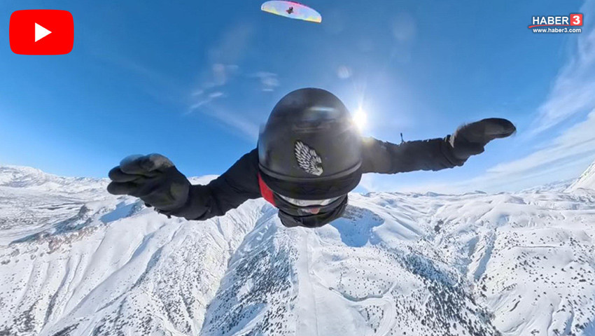 Türkiye'nin bembeyaz zirvesinde nefes kesen an: Yarasa adam ile adrenalin tavan yaptı
