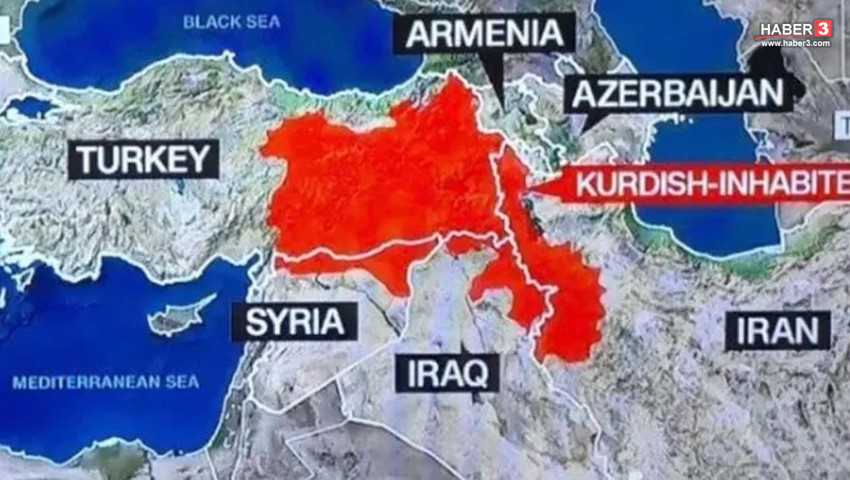 CNN'den skandal Türkiye haritası: Türkiye'yi bölüo, Kürdüstan ilan ettiler!