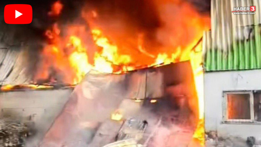 Geri dönüşüm fabrikasında büyük yangın! Patlama sesleri bölgeyi ayağa kaldırdı