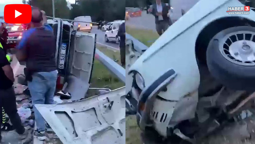 Otoyolda korkunç kaza! Bir otomobil kağıt gibi ikiye bölünüp metal yığınına döndü