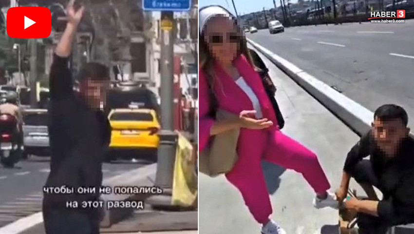 Galata Köprüsü'nde skandal görüntüler: Rus turistin başına bela olan 2 kişi yakalandı