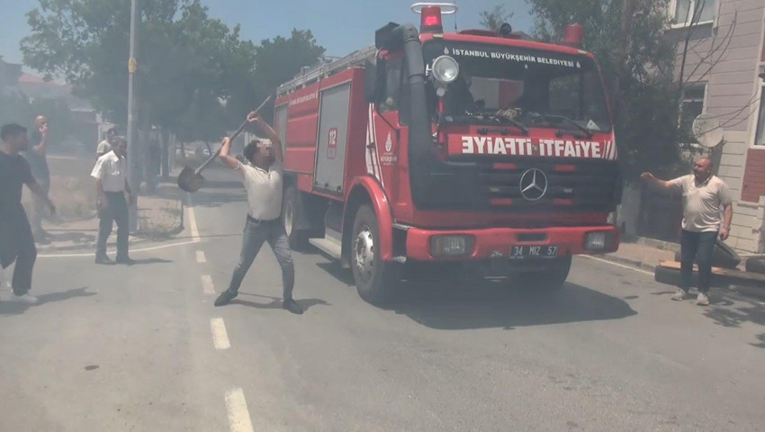 Yangına giden itfaiye ekiplerine kürekli saldırı!