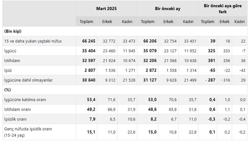 TÜİK Mart 2025 işsizlik rakamlarını açıklandı - Resim: 5