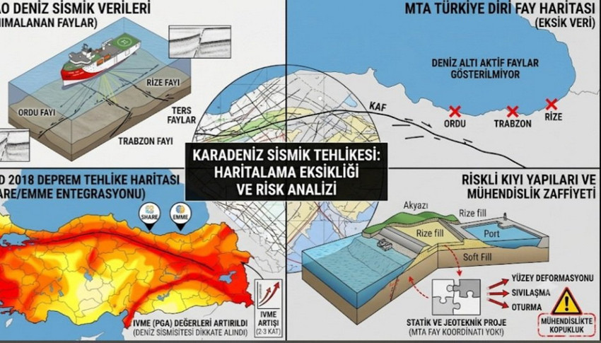 MTA'nın Türkiye diri fay haritasını güncellemesinin ardından Jeoloji Uzmanı Prof. Dr. Osman Bektaş, Karadeniz Bölgesi için kritik bir deprem uyarısı yaptı. Ordu, Trabzon ve Rize açıklarındaki TPAO faylarının mühendislik projelerinde yok sayıldığını belirten Bektaş; hastane ve havalimanı gibi mega yapıların inşa edildiği deniz dolgularının sıvılaşma ve depremi büyütme riski taşıdığını açıkladı.