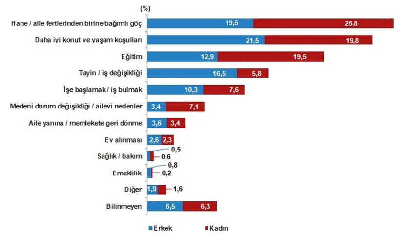 T&uuml;rkiye'nin i&ccedil; g&ouml;&ccedil; istatistikleri a&ccedil;ıklandı; işte zirvedeki ilimiz ve yaş grubu...