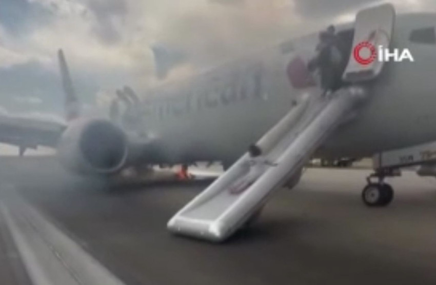 179 kişiyi taşıyan uçakta kalkış sırasında yangın çıktı: Yaralılar var, büyük panik kamerada - Resim: 4