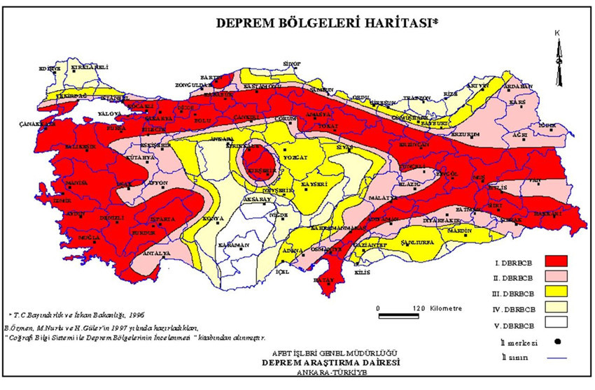 T&uuml;rkiye'nin g&uuml;ncellenmiş son aktif fay hatları haritası