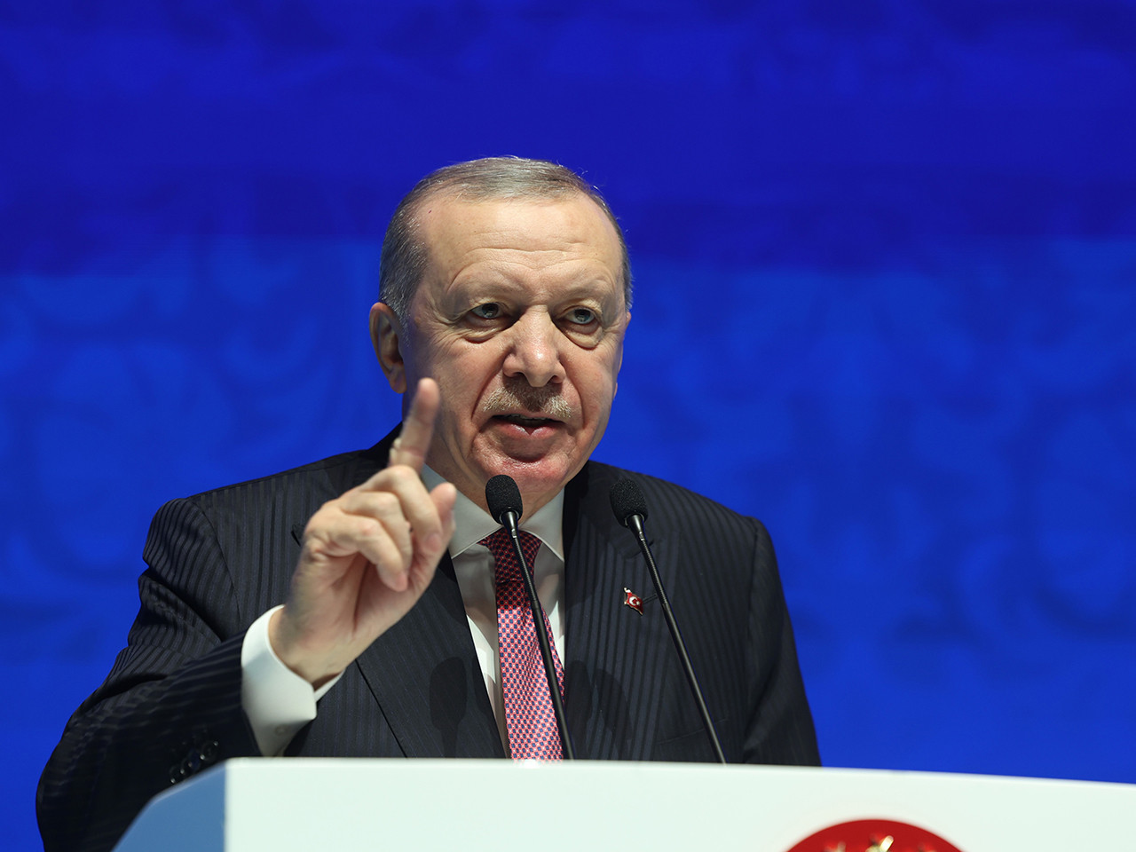Cumhurbaşkanı Recep Tayyip Erdoğan konuşma yaparken