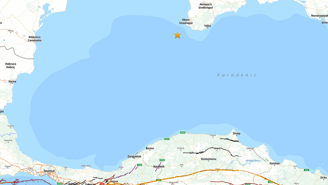 Karadeniz açıklarında meydana gelen deprem.