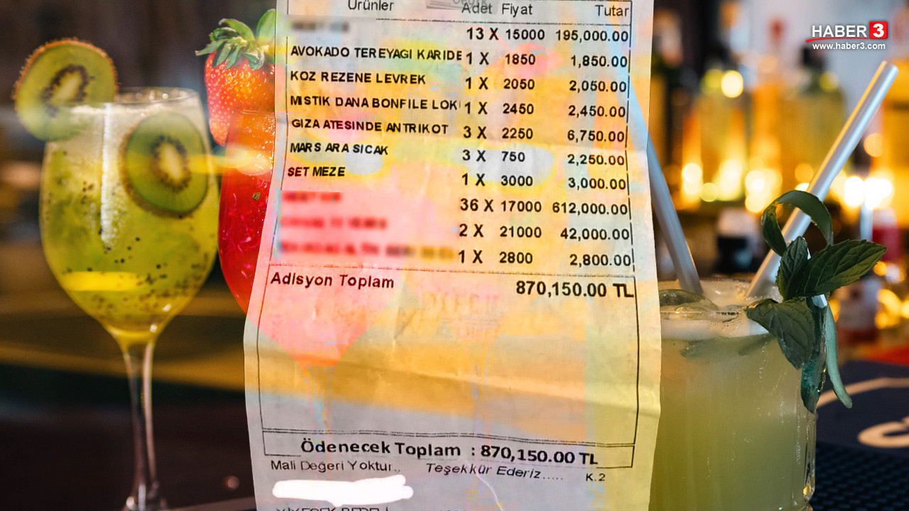 Alaçatı'da bir eğlence mekanında ödenen yüksek meblağlı hesap.