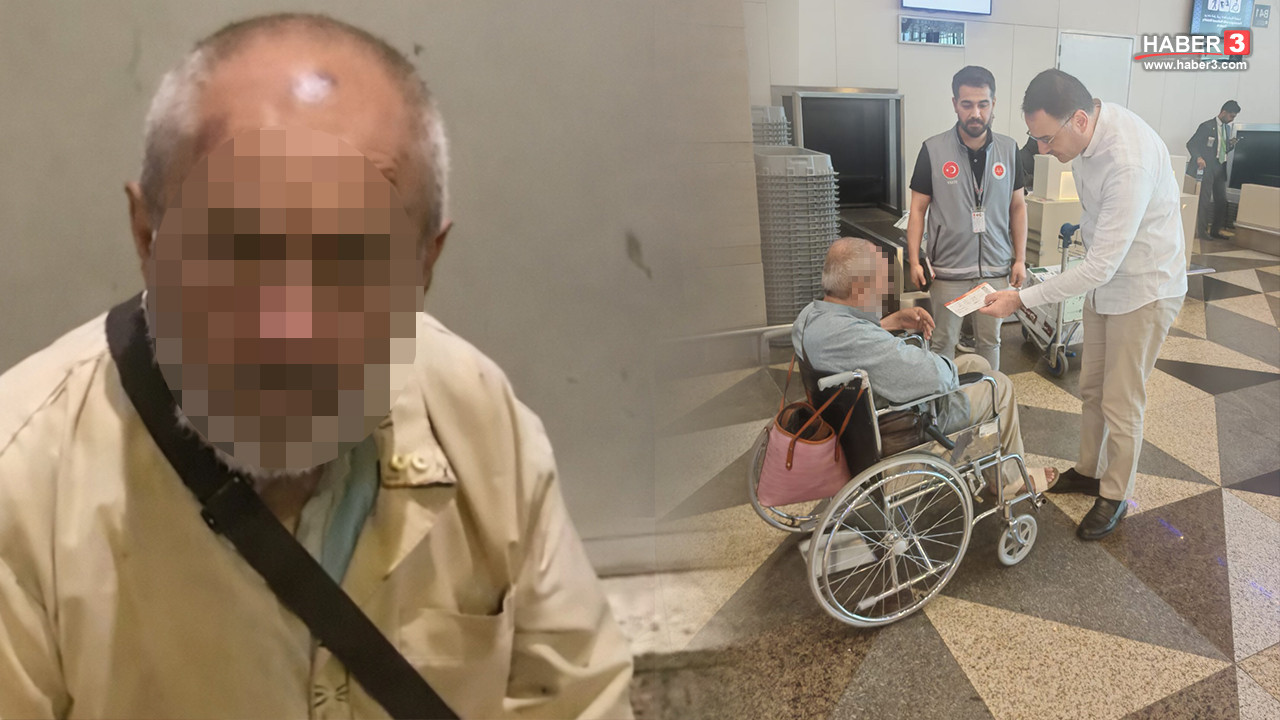 Suudi Arabistan'da mahsur kalan ve Türkiye'ye dönecek olan yaşlı adamın Türkiye'ye dönüşü.