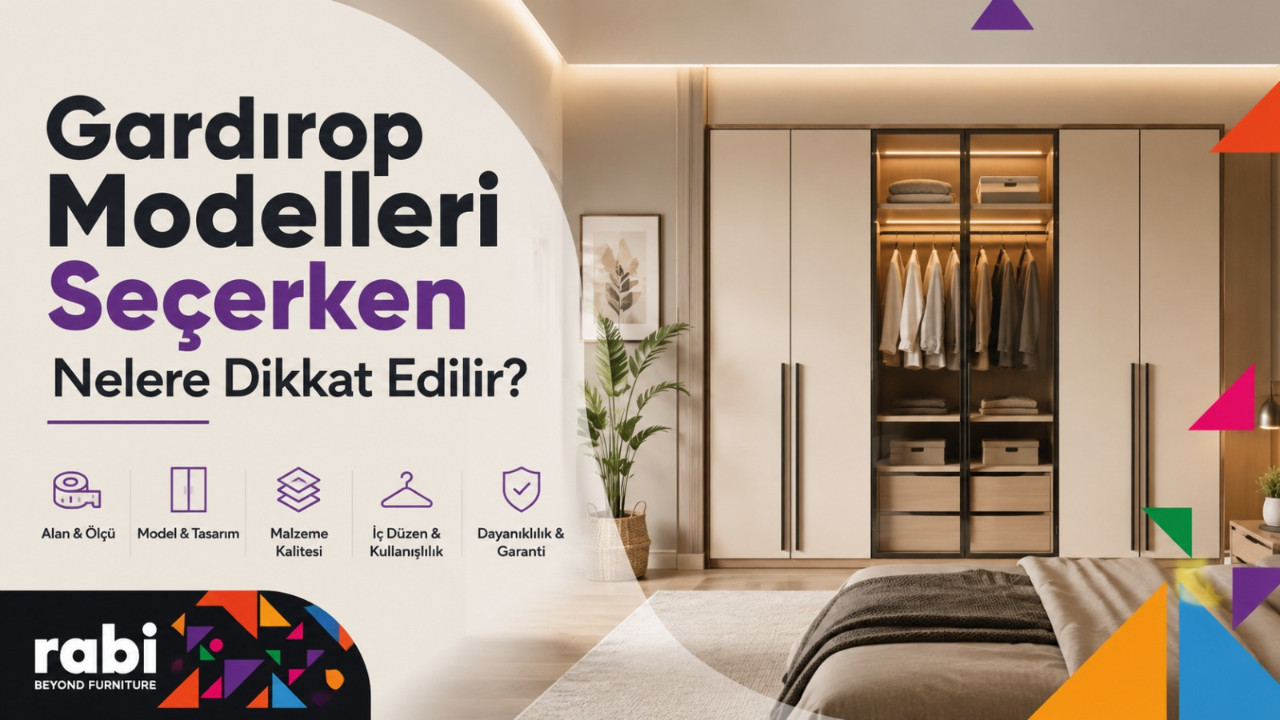 Modern bir yatak odasında açık renkli, sürgülü kapaklı bir gardırop.