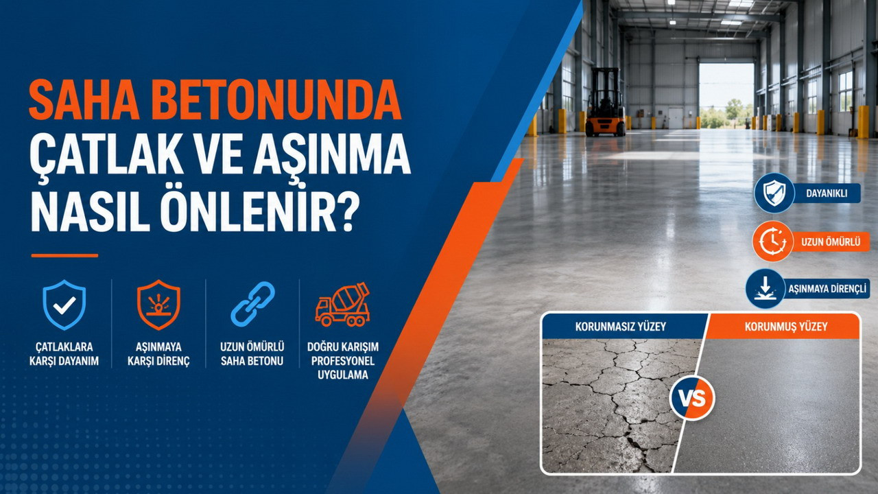 Saha betonu uygulaması yapan inşaat ekibi