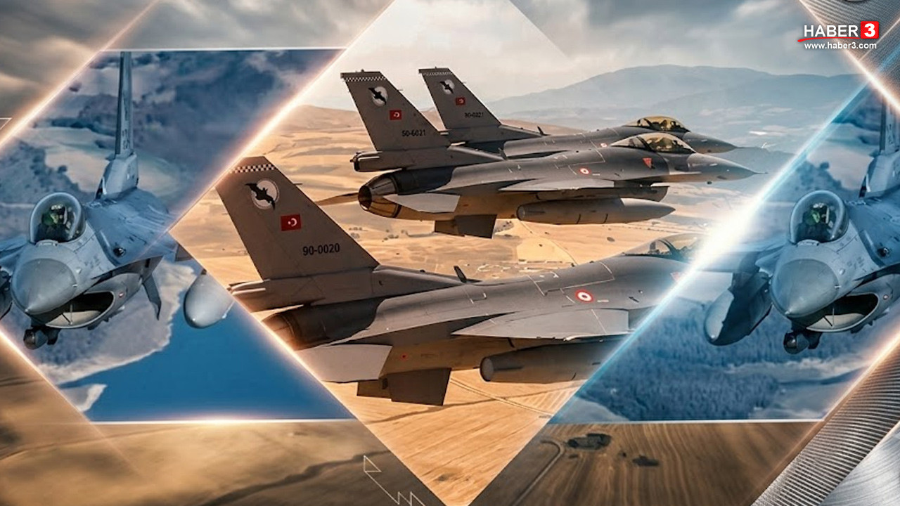 Türk F-16 savaş uçakları havada uçarken