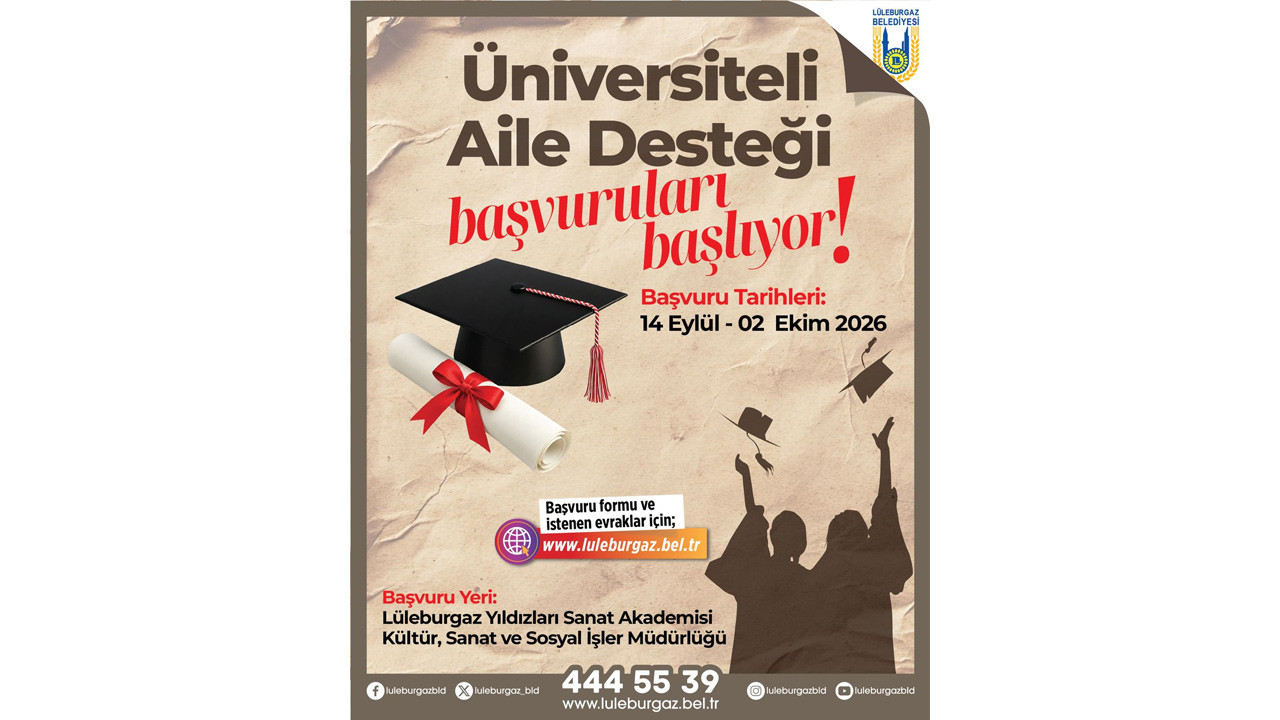Lüleburgaz Belediyesi’nin ‘Üniversiteli Aile Desteği Programı’ başvuruları başlıyor