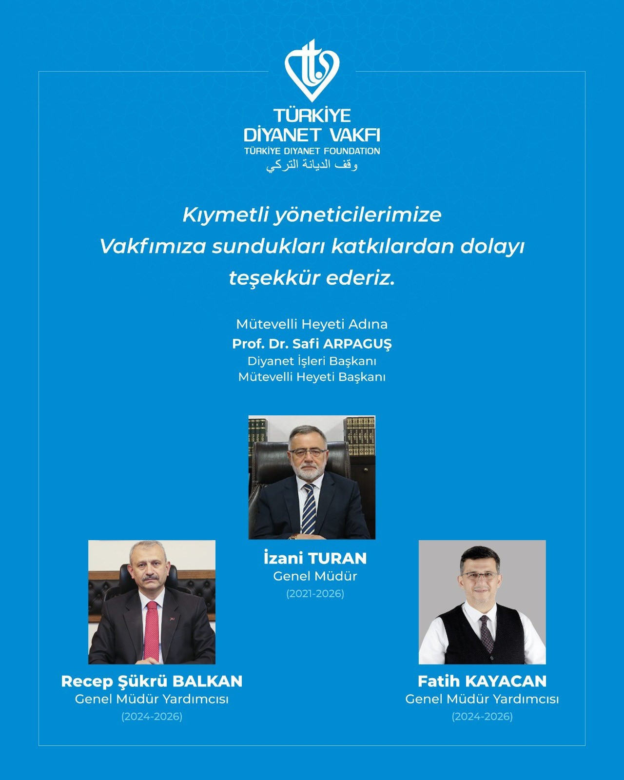 T&uuml;rkiye Diyanet Vakfı (TDV), vakfın fon yatırımlarından zarar ettiği ve y&ouml;neticilerin bu gerek&ccedil;eyle g&ouml;revden alındığı y&ouml;n&uuml;ndeki iddialara ilişkin kamuoyu a&ccedil;ıklaması yaptı. Piyasalarda adı ge&ccedil;en ve tasfiye kararı alınan fonlarda herhangi bir mali kaynağının bulunmadığını belirten TDV, fon yatırımlarından zarar edilmediğini ve y&ouml;netim değişikliğinin iddialarla ilgisi olmadığını vurguladı. 